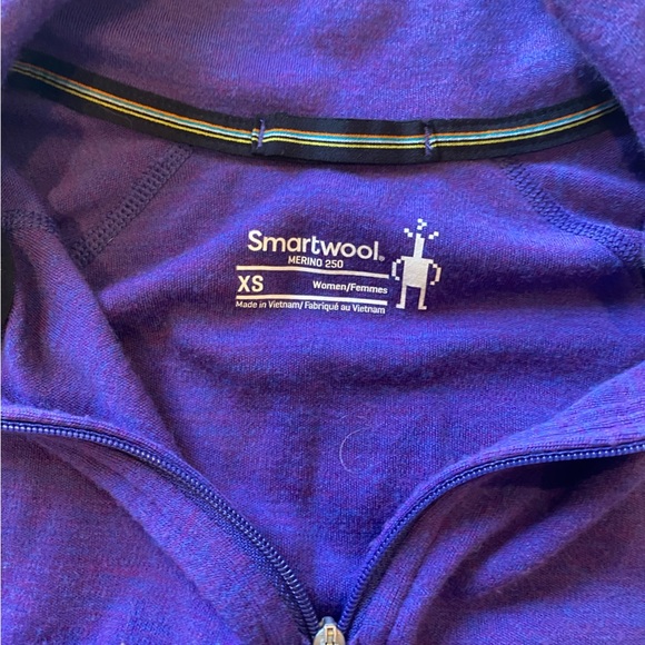 Smartwool Merino Wool purple Quarter-zip long sleeve top - Picture 7 of 8